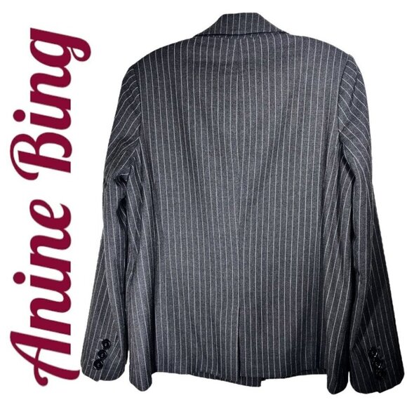 ANINE BING Becky Gray Pinstriped Blazer Double Breasted Menswear, Size 6 - Picture 5 of 15